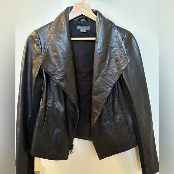 Vince Black Leather Jacket - Picture 3 of 4